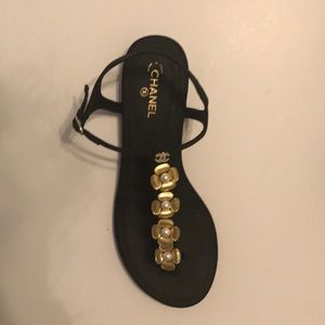 Black leather sandals